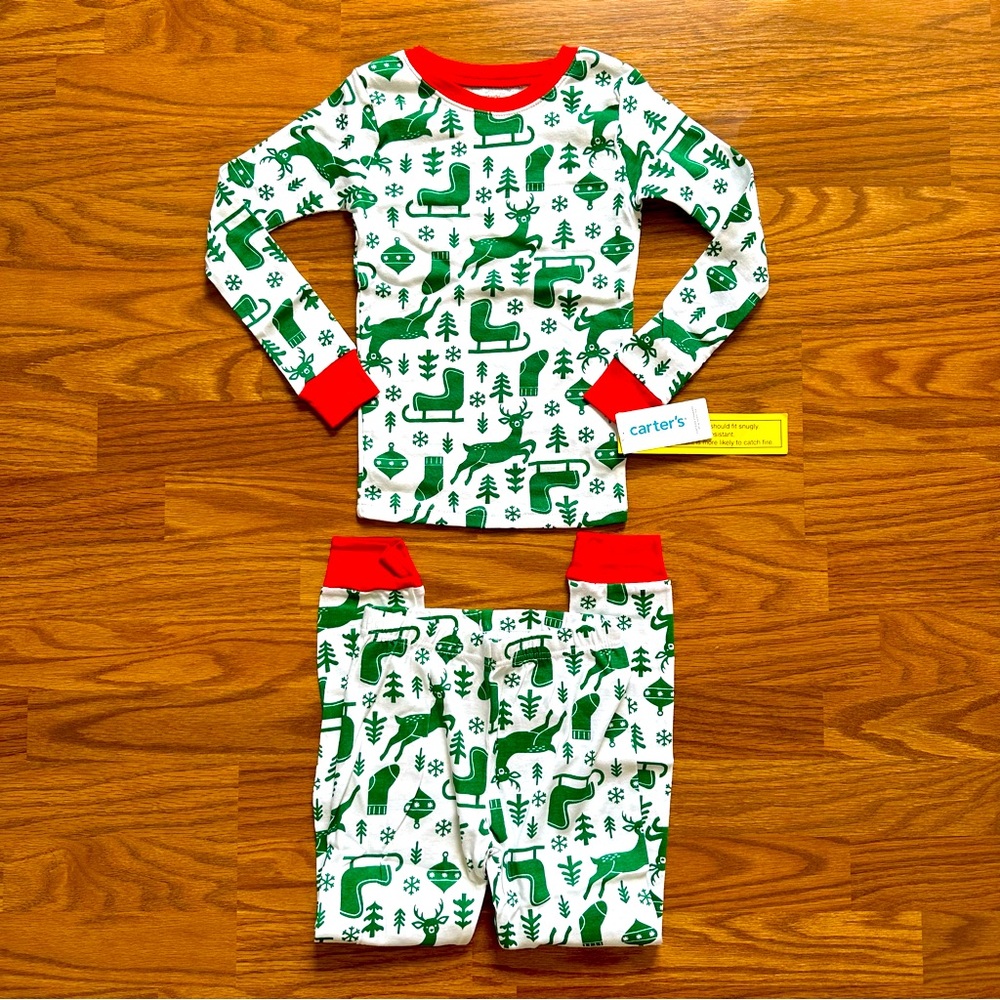 2pc Carter’s Size 6/6A Long Sleeve Cotton Christmas Holiday Pajamas Set NWT!
